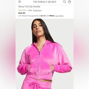 Victoria Secret Pink Velour Cropped Zip Up